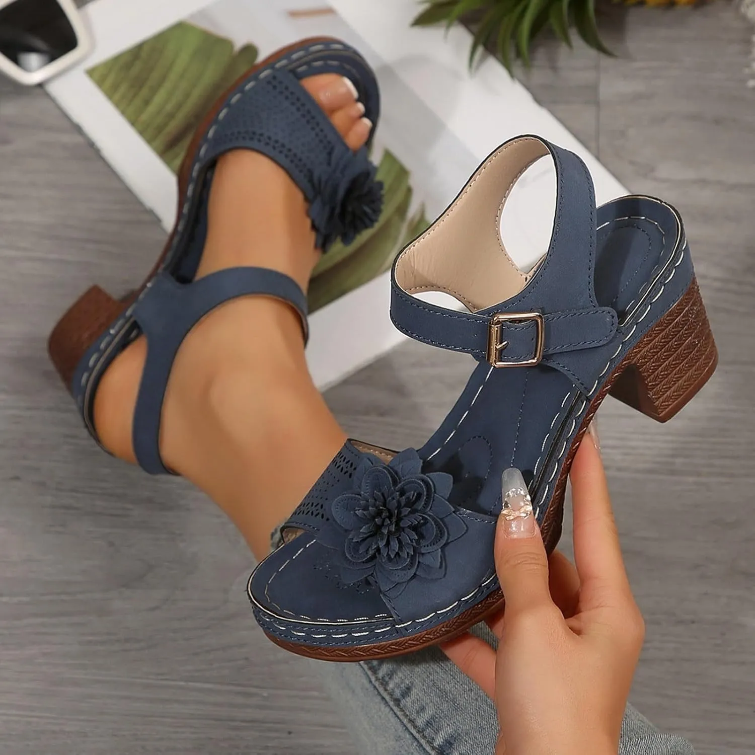 Platform Wedge Sandals for Women 2025 Dressy Summer Ankle Strap Wedges Casual Hollow Out Open Toe Low Heel Comfortable Sandal Work Sandals for Women Office Breathable Dress Shoes