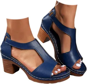 Platform Wedge Sandals for Women 2025 Dressy Summer Chunky Heel Ankle Strap Wedges Casual Hollow Out Open Toe Block Heels Comfortable Sandal Work Sandals for Women Office Breathable Dress Shoes