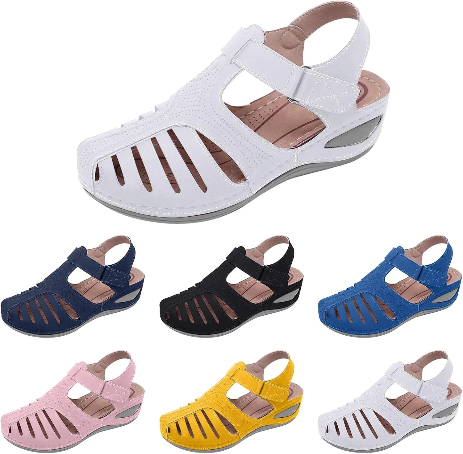 Platform Wedge Sandals for Women with Arch Support Summer Dressy Slip On Orthopedic Sandals Comfortable Wide Width Clogs