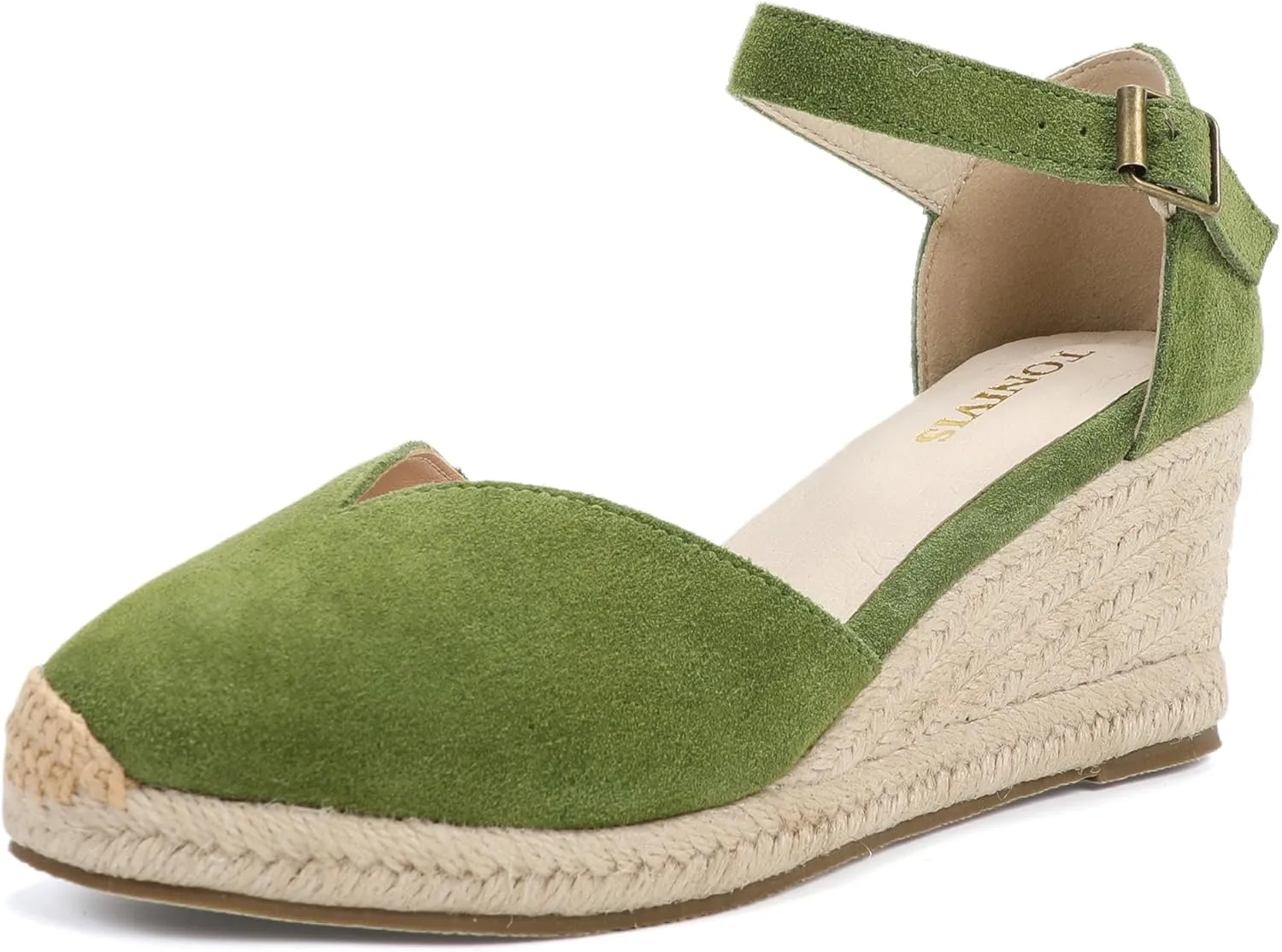 Platform Wedges Sandals for Women, 3" Wedge, Ankle-Strap, Cap Toe, Summer Espadrilles Heel Shoes