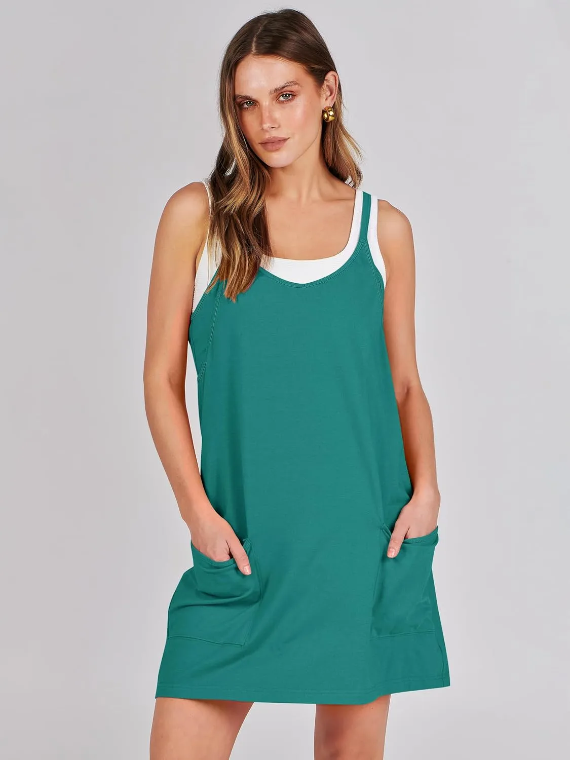 Prinbara Women Athletic Tennis Dress Summer Workout Sports Mini Romper Dress Built in Shapewear Shorts Sundress 2025 Outfits