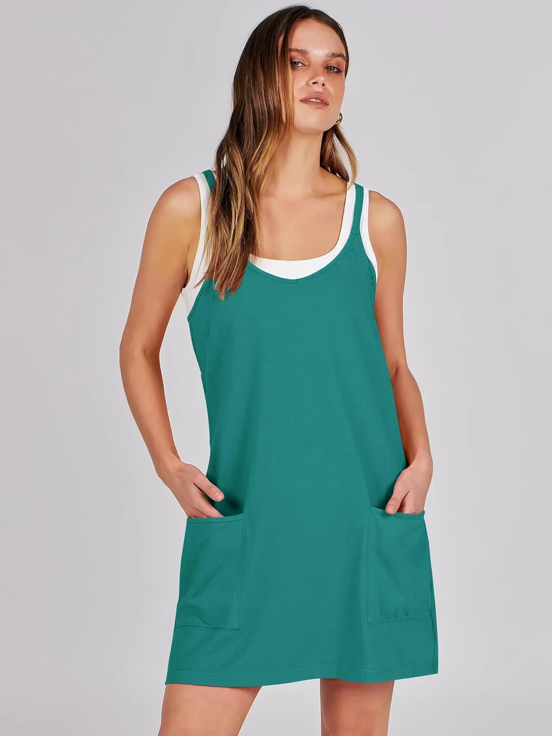Prinbara Women Athletic Tennis Dress Summer Workout Sports Mini Romper Dress Built in Shapewear Shorts Sundress 2025 Outfits