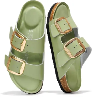 Project Cloud Genuine Leather Flat Sandals for Women 2025 Comfortable Beach Essentials Womens Sandals Memory Foam Vacation Essentials Slides for Women Footwear (Santorini)