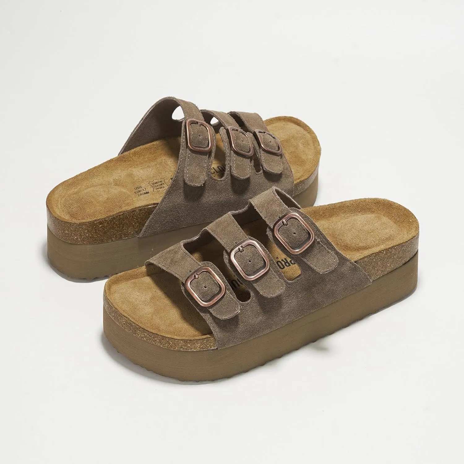 Project Cloud Genuine Suede Platform Sandals Women Footwear - Comfortable Wedges with Memory Foam Insole - Non Slip 3-Strap Summer Sandals for Women 2025 (Dyan)
