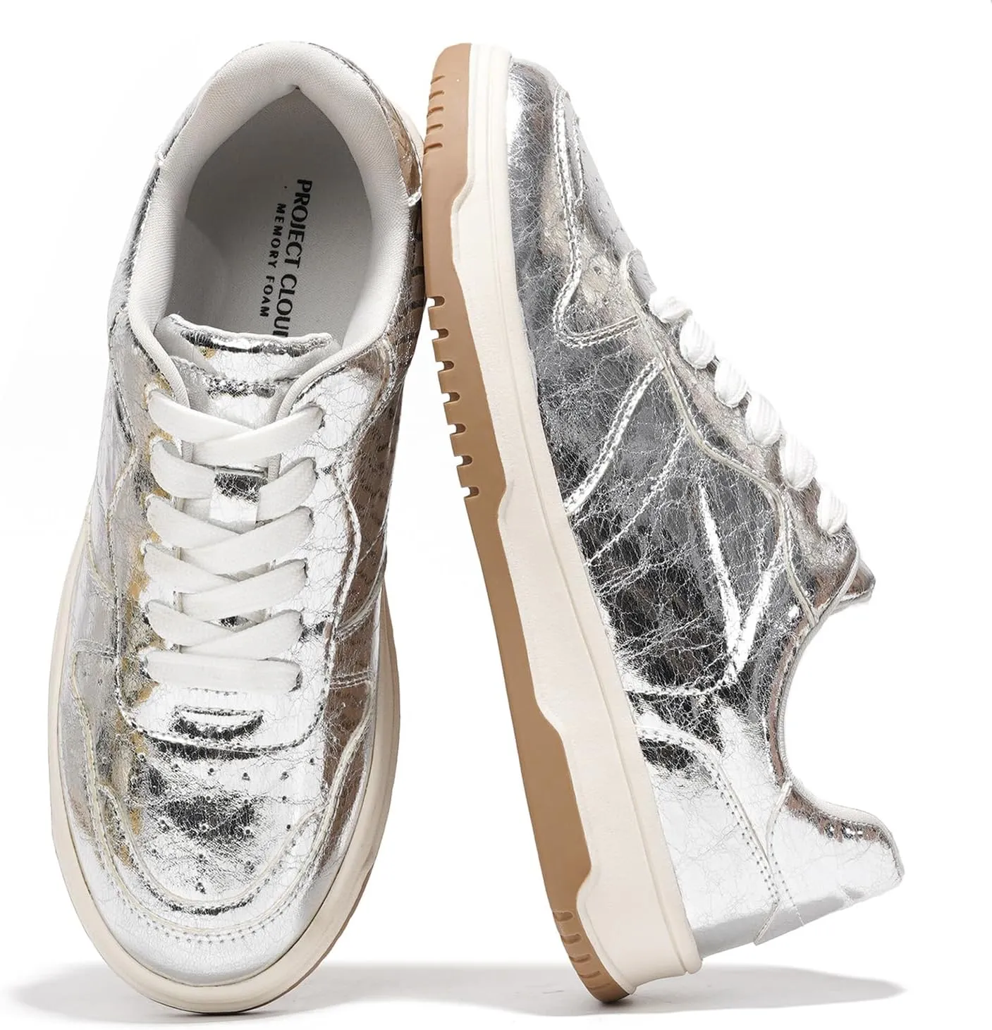 Project Cloud Sneakers for Women - Dunks Woman Comfortable Memory Foam Shoes for Women Footwear, Vegan Leather Women's Fashion Sneakers, Non-Slip Womens Shoes Machine Wash (Kiki)