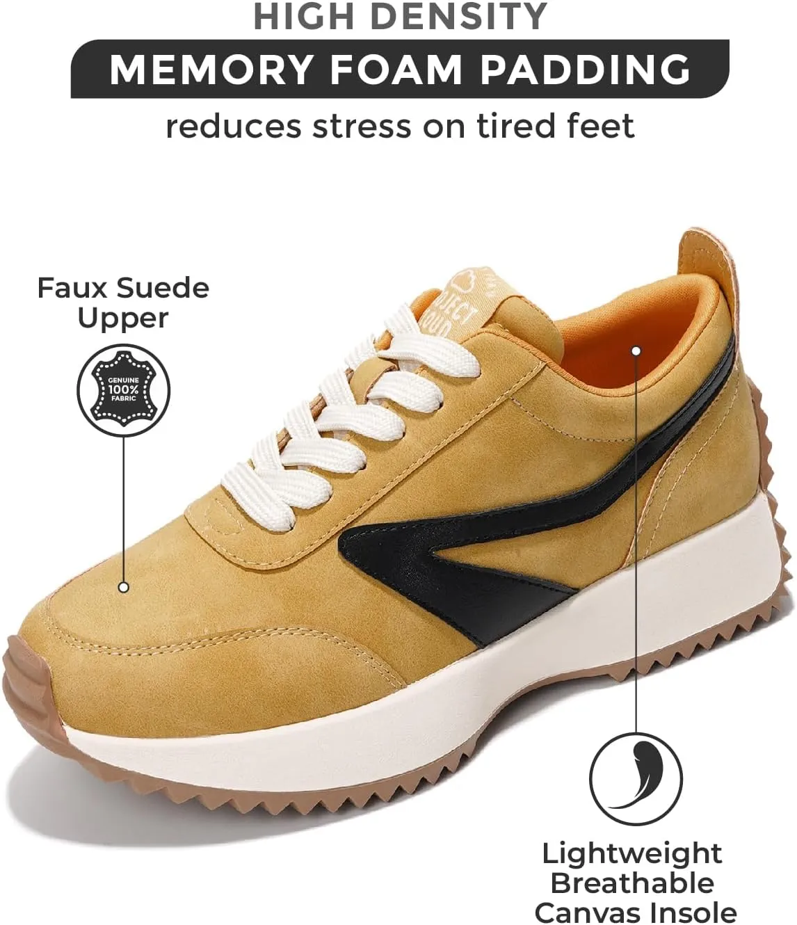 Project Cloud Womens Sneakers - Memory Foam Insole and Lightweight Spring Shoes - Non-Slip Lace Up Trendy Shoes - Fashion Sneakers for Women 2025