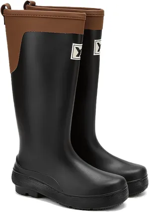 Rain Boots for Women and Waterproof Garden Shoes, Anti-Slipping Rubber Boots Lightweight Work Tall Fishing Boots for Outdoor