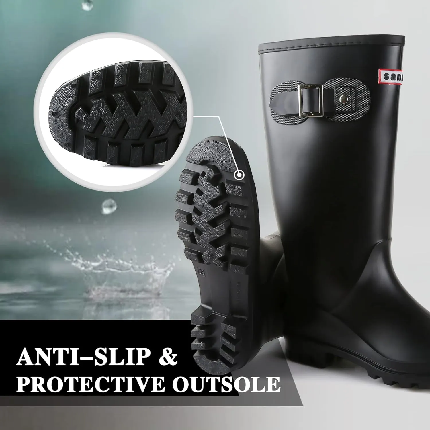 Rain Boots for Women, Waterproof Anti-Slip Knee High Rubber boots, Fashion Comfy Tall Water Boots Lightweightr Garden Booties for Outdoor