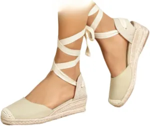 Rattan Sandals Raffia Espadrilles Wedge Shoes for Women Comfortable Walking - Boho Dressy Retro Trendy Cute Causal Lightweight Running Business Office Standing All Day Beach Travel Cruise Vacation