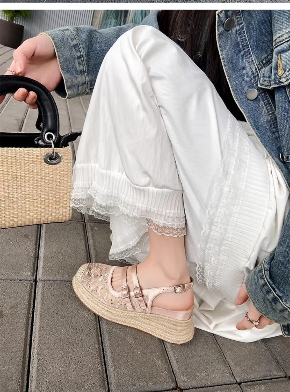 Rattan Sandals Raffia Wedge Espadrilles for Women Platform Straw Woven Slingback Dress Shoes Slip on House Slippers Breathable Closed Toe Casual Summer Walking Slides No Slip Sole with Arch Support