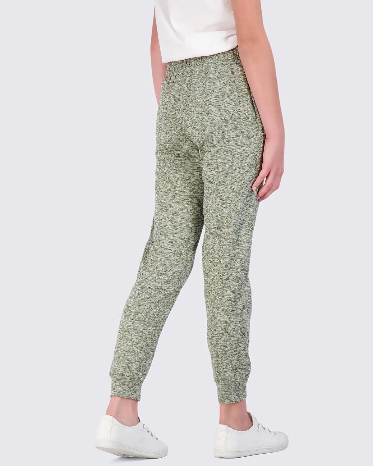 Real Essentials 3 Pack: Girls' Lounge Joggers Soft Athletic Performance Casual Sweatpants(Ages 7-16)