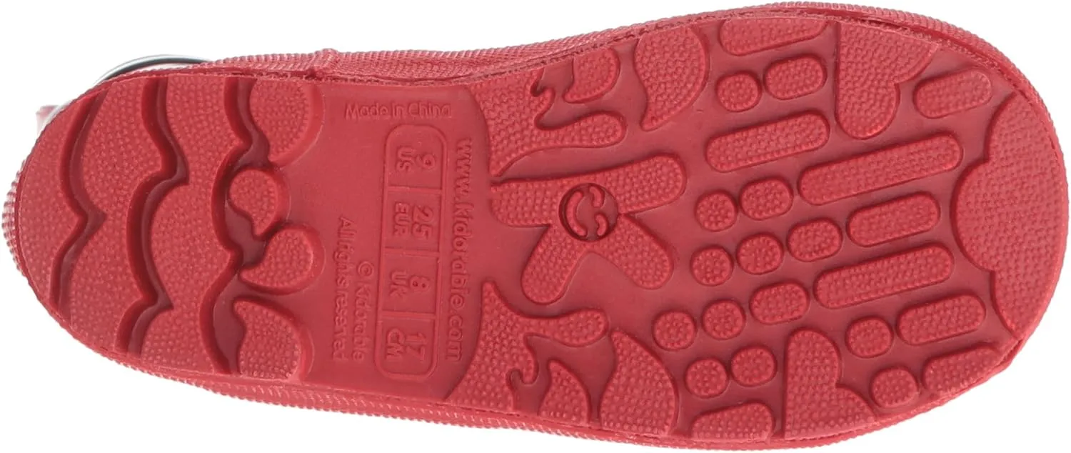 Red Ladybug Natural Rubber Rain Boots With A Pull On Heel Tab
