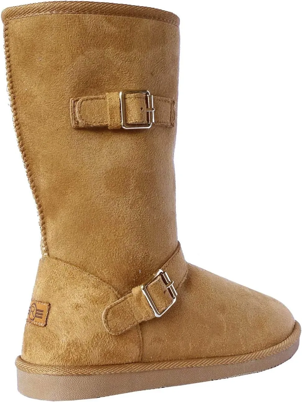 REDVOLUTION Women's Suede Faux Fur Mid-Calf Classic Winter Boots Rubber Sole