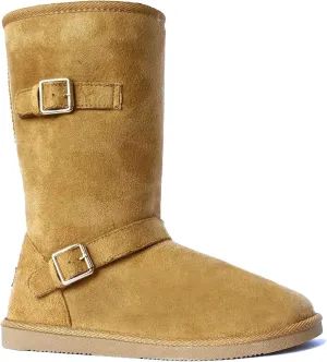 REDVOLUTION Women's Suede Faux Fur Mid-Calf Classic Winter Boots Rubber Sole