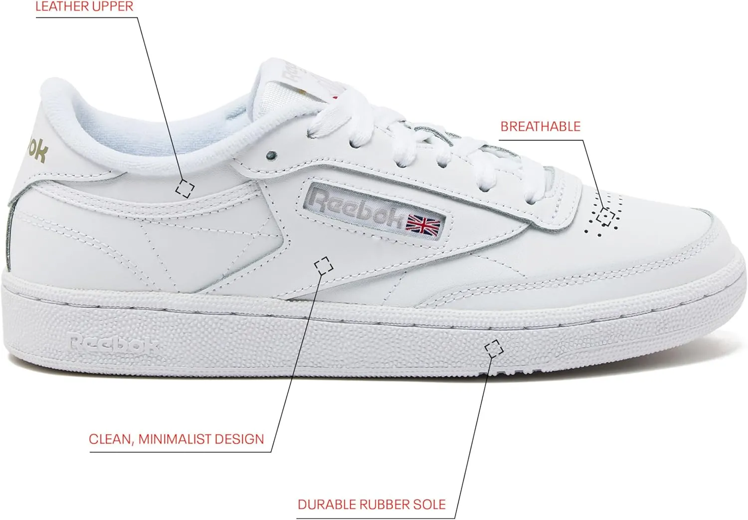 Reebok Club C 85 Tennis Shoes for Women - White Womens Sneakers