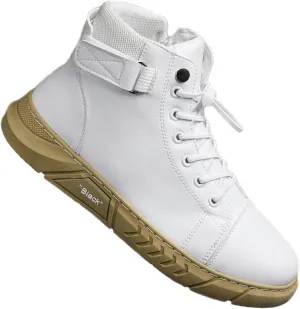 RiceelSor Men Ltalian High-top Leather Boots Side Zipper Waterproof Non-slip Round Toe Shock-absorbing Softsole Business Warm Velvet Chukka Ankle Booties