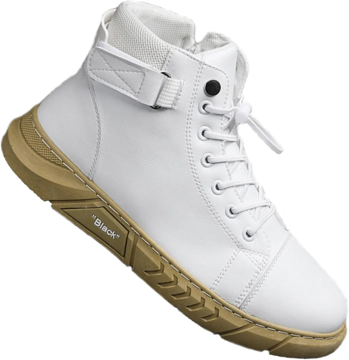 RiceelSor Men Ltalian High-top Leather Boots Side Zipper Waterproof Non-slip Round Toe Shock-absorbing Softsole Business Warm Velvet Chukka Ankle Booties