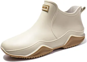 Rojeam Womens Mens Rain Boots Waterproof Rubber Chelsea Shoes Outdoor Walking Water Shoes Ankle Boots