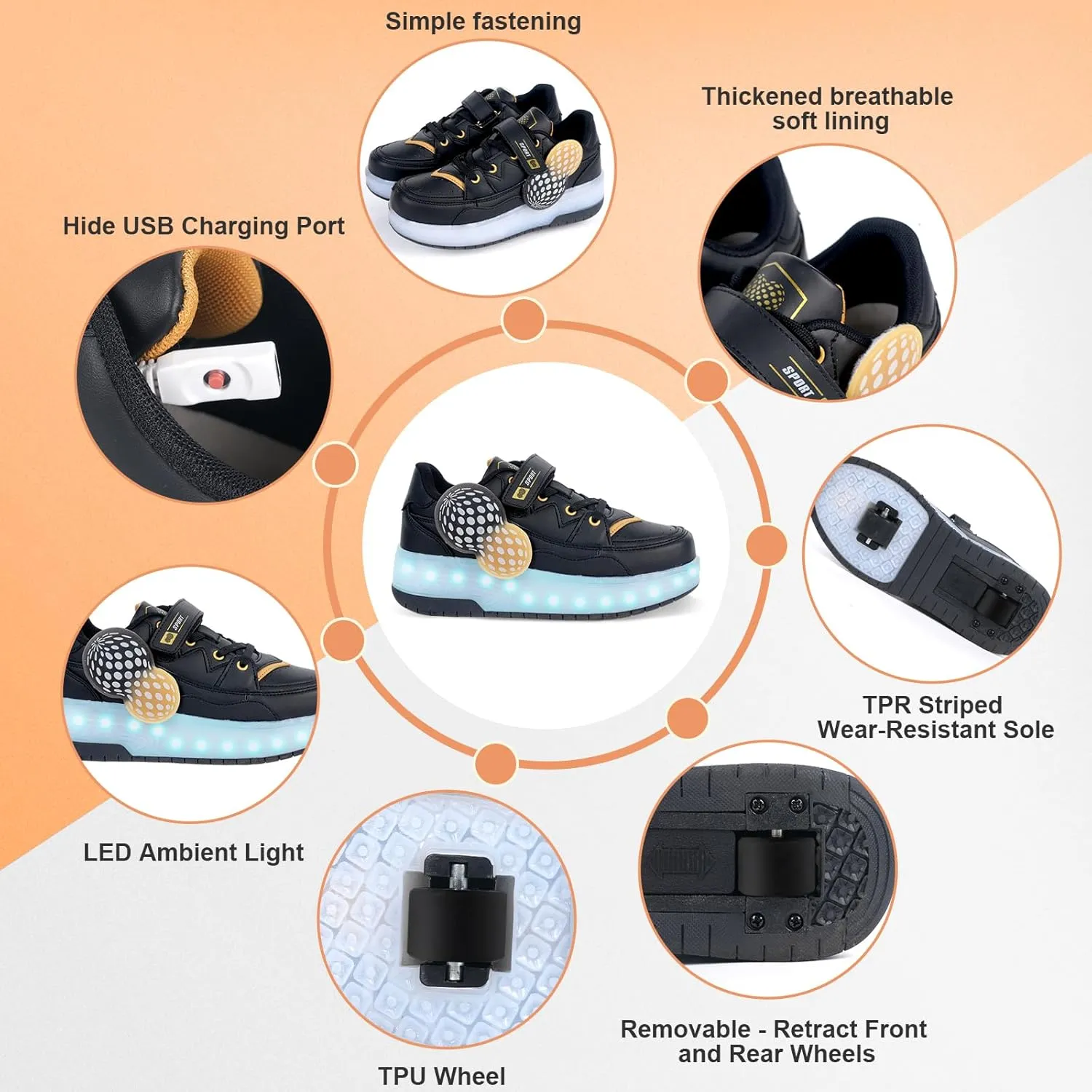Roller Shoes for Kids Boys Girls Fashion Fun Wheels Sneakers Children Roller Skate Shoes