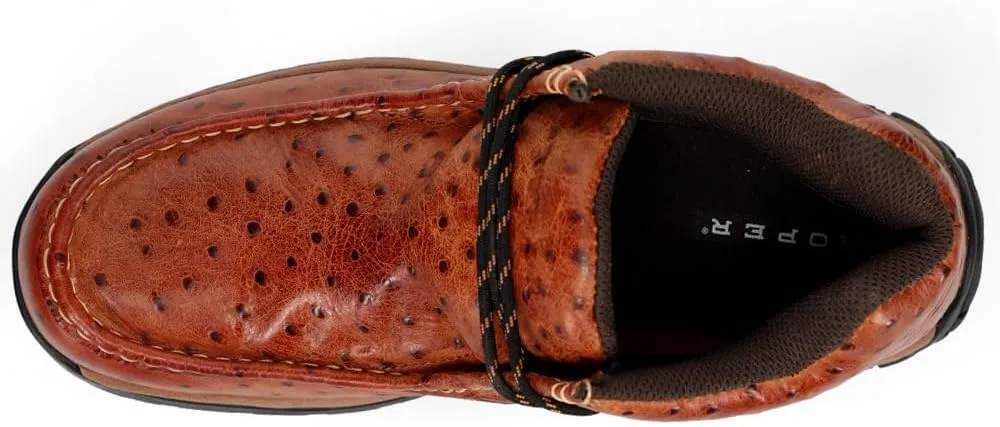 ROPER Mens Stirrup Ostrich Print Moc Toe Chukka Casual Boots Ankle - Brown