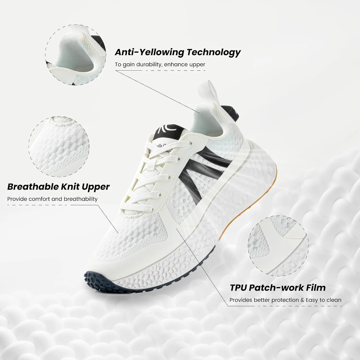 Rosella Carlie Slip On Walking Shoes Running - Ultra Lightweight and Stylish Patchwork Casual Platform Lace Up Breathable Women Sneakers - Comfortable Tennis Gym Workout Fashion Shoes
