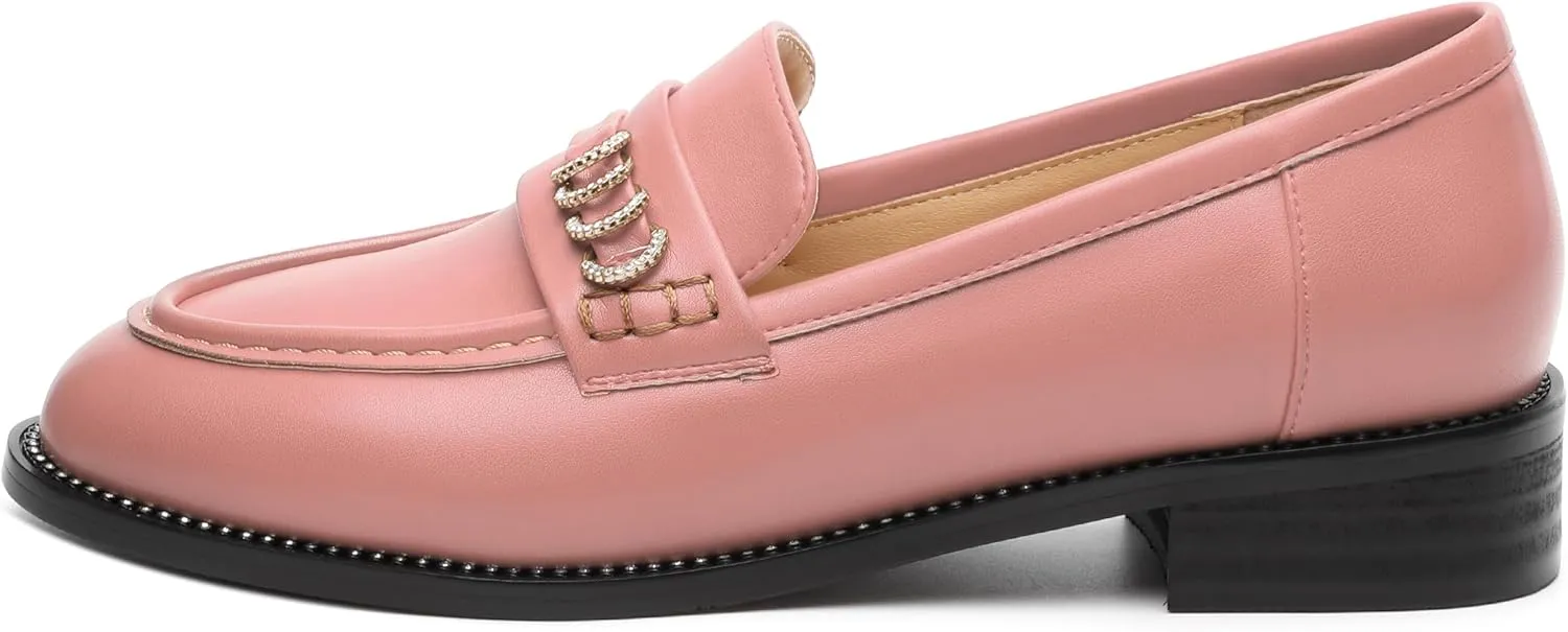 ROSERWISH Loafers for Women Comfort Chunky Low Heel Shoes Casual Slip On Penny Loafers Bussiness Fashion Work Shoes Ladies Dress Shoes