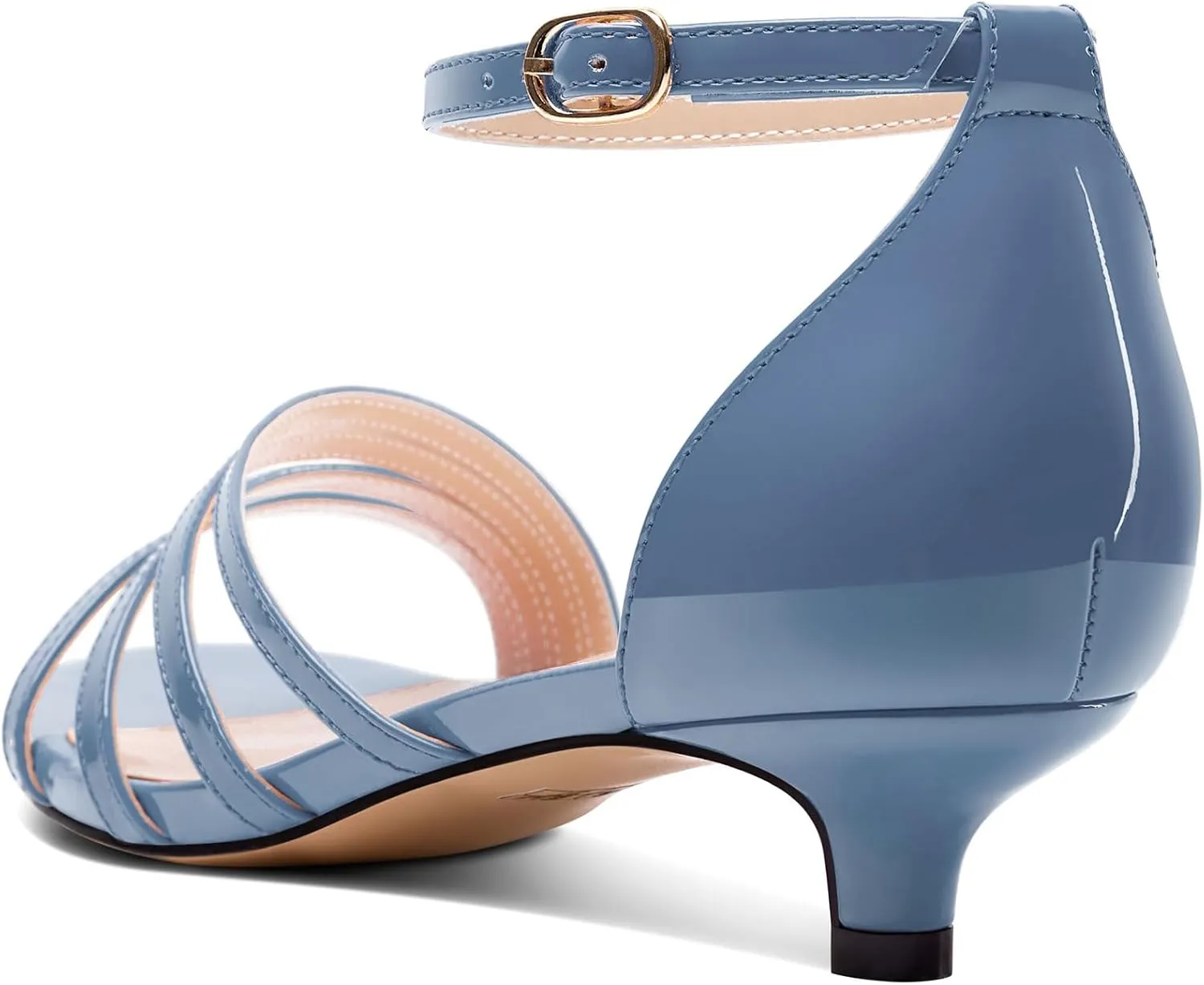 Saekcted Womens Kitten Low Heel Open Toe Sandals Ankle Strap Buckle Dress Shoes Wedding Casual Party 1.2 Inches Heels