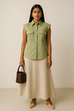 Sage shirt and skirt coord set