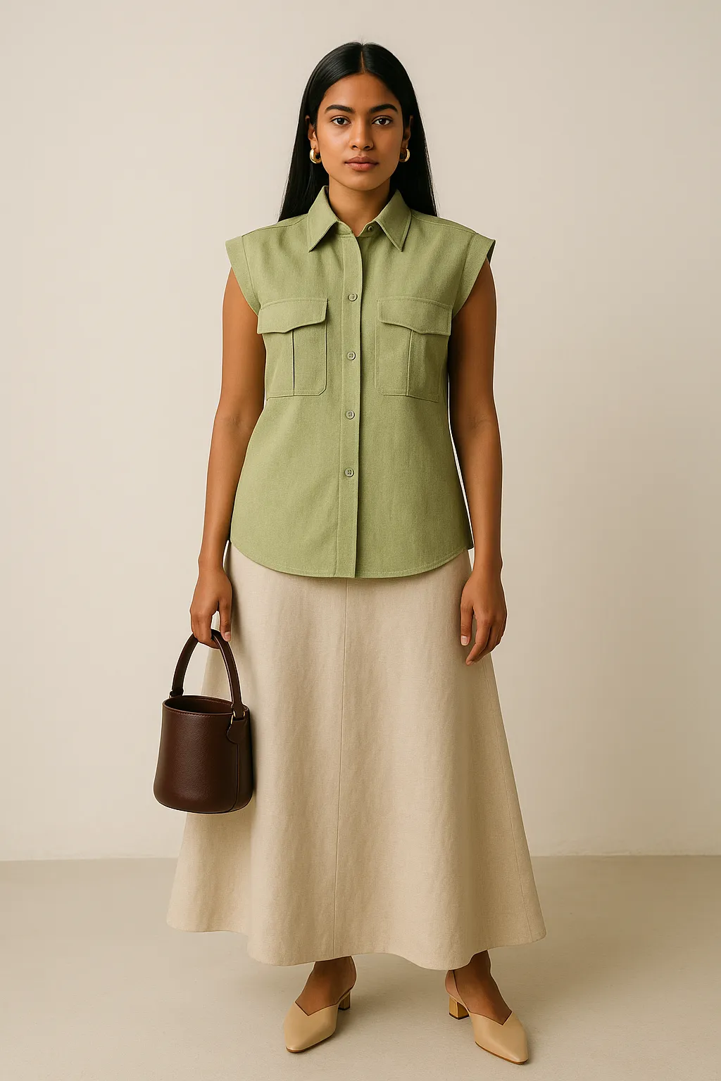 Sage shirt and skirt coord set