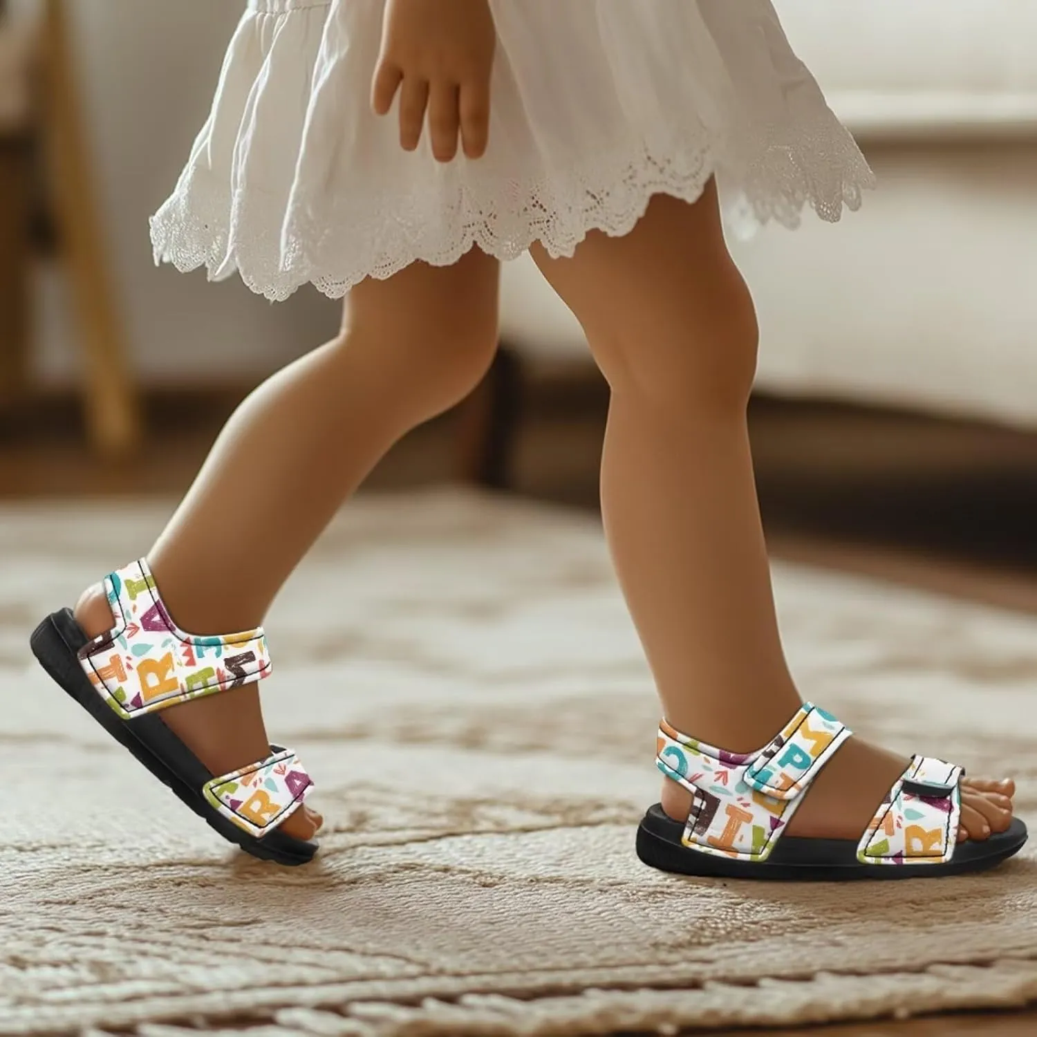Sandals for Kids Boy Girls Summer Shoes Slide Sandals with Adjustable Strap Toddler Shoes Open Toe Slides