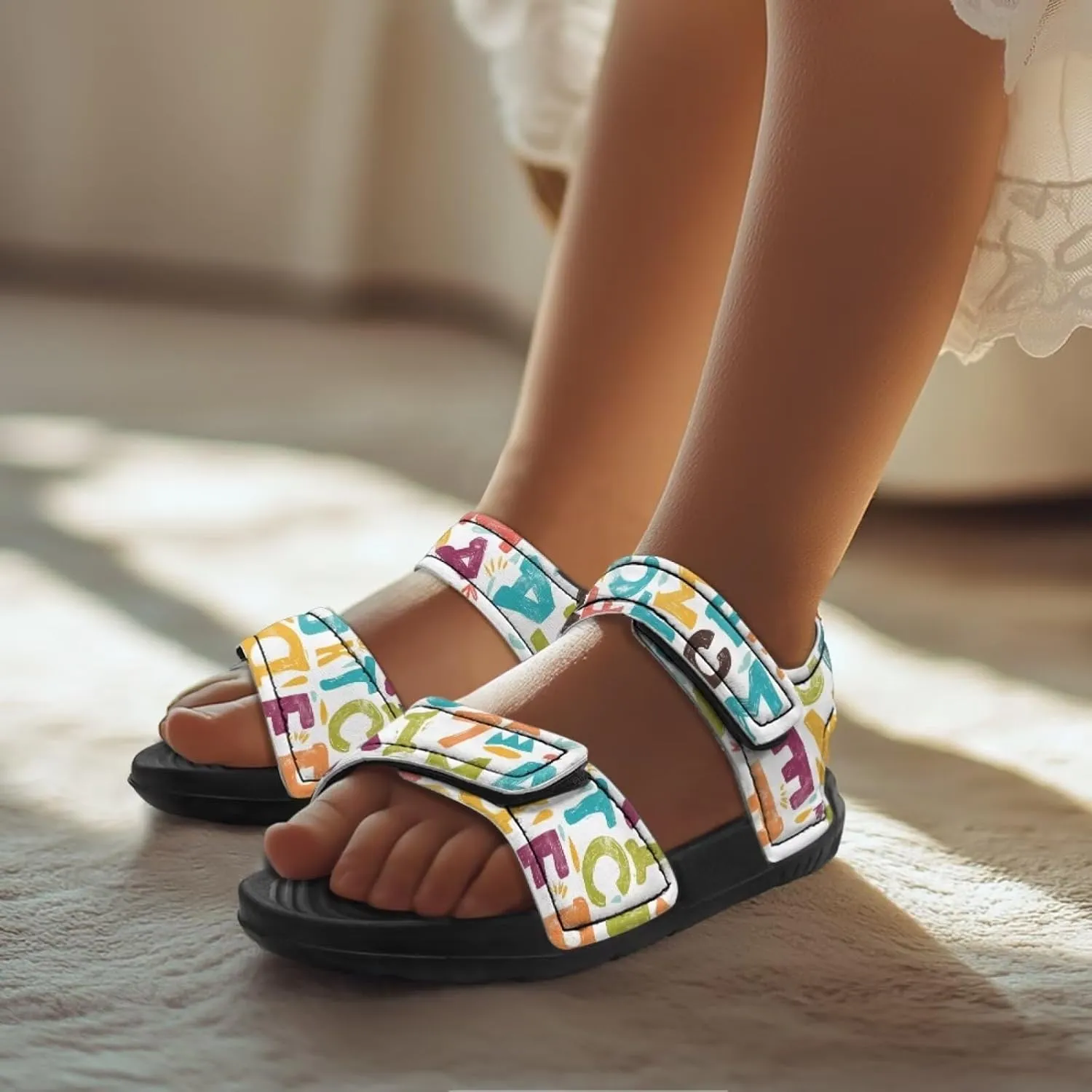 Sandals for Kids Boy Girls Summer Shoes Slide Sandals with Adjustable Strap Toddler Shoes Open Toe Slides