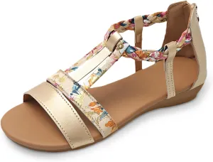 Sandals for Women Trendy Wide Width Sandals Dressy Strappy Flat Sandals Summer Beach Sandal Open Toe Breathable Shoes