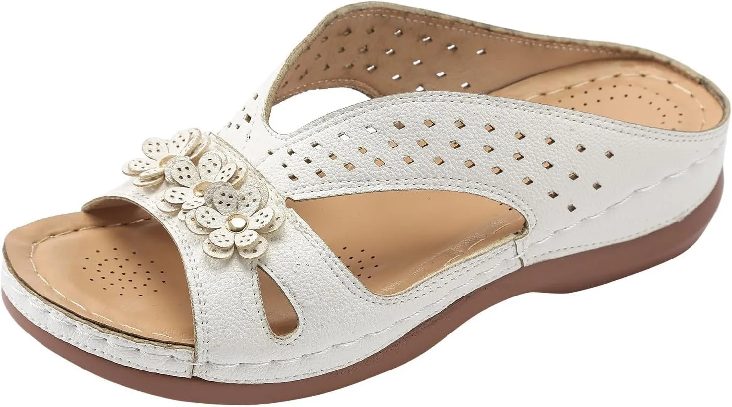 Sandals for Women Wedge Shoes 2025 Slip On Dressy Summer Comfortable Slides Lightweight Memory Foam Platform Shoes Bow Sandals Beach Vacation Walking Non Slip Lightweight Sandal with Arch Support