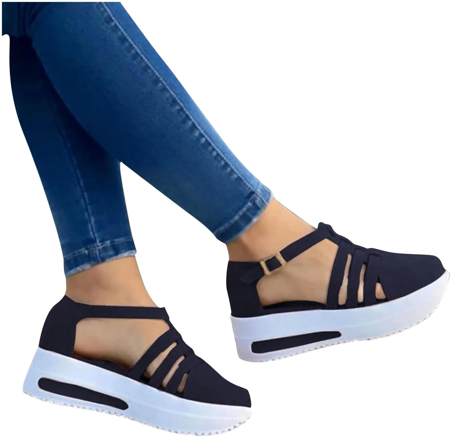 Sandals Women Dressy Summer, Platform Sandals for Women Ankle Strap Low Wedge Sandals Dress Flatform Shoes Casual