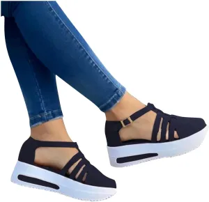 Sandals Women Dressy Summer, Platform Sandals for Women Ankle Strap Low Wedge Sandals Dress Flatform Shoes Casual