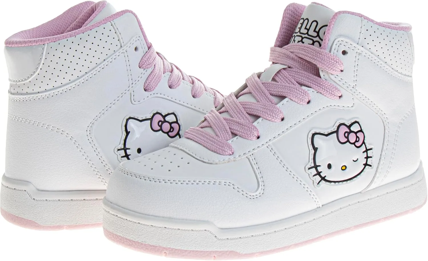 Sanrio Hello Kitty High Top Sneakers for Girls - Kids Sneaker Ankle Hightops Lightweight Breathable Fashion Shoes (Sizes: 11-13 Little Kid / 1-4 Big Kid)