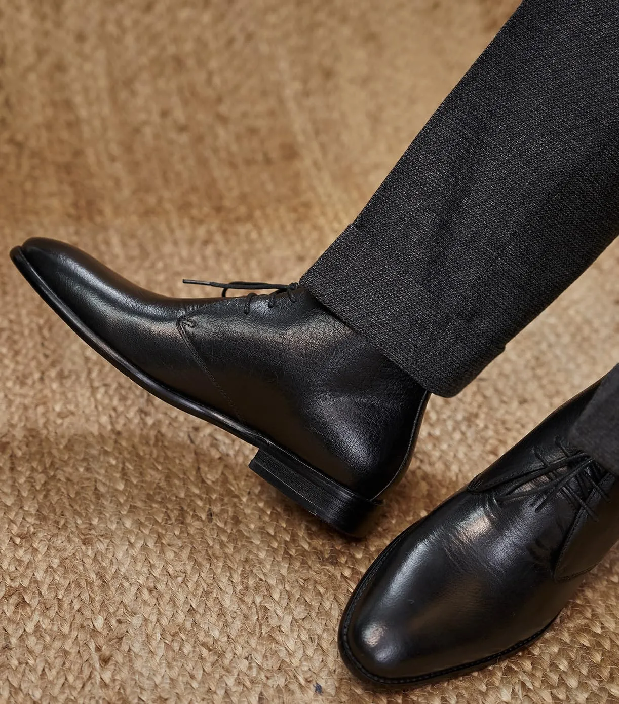 Santimon Chukka Boots Mens Black Dress Casual Suede Leather Chelsea Boots Fashion Formal Business Ankle Boots for Men