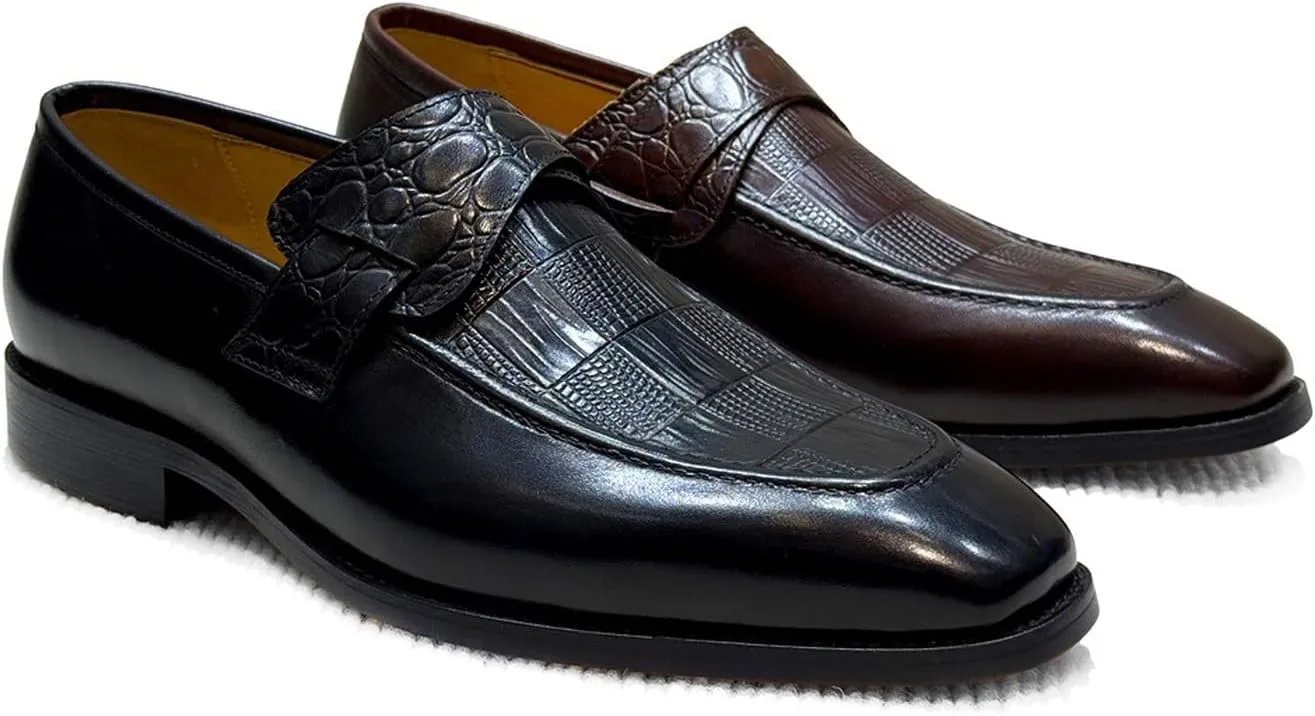Santimon Men’s Casual Shoes Leather Penny Loafers | Slip-On Dress Shoes | Luxury Business Comfort Footwear for Office, Party & Wedding