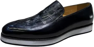 Santimon Men’s Crocodile-Embossed Leather Loafers | Slip-On Dress Shoes | Luxury Business-Casual Comfort Footwear for Office, Party & Wedding