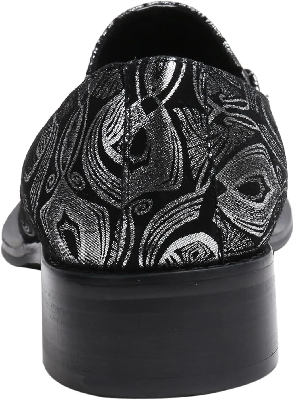 Santimon Mens Loafers Pointed Toe Leather Fashion Buckle Rhinestone Metal Tip Western Dress Shoes