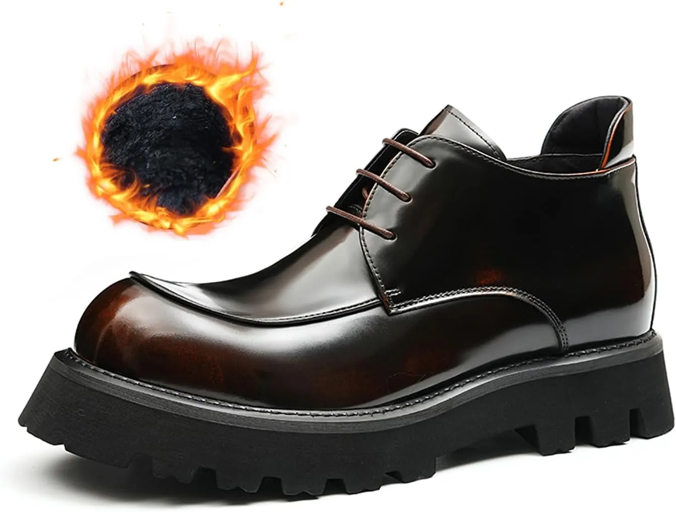 Santimon Mens Oxfords Boots Formal Dress Ankle Low Top Boots Fashion Patent Leather Thick-Soled Chelsea Boots Prom Wedding Tuxedo Business Causal Lightweight Chukka Boots for Men