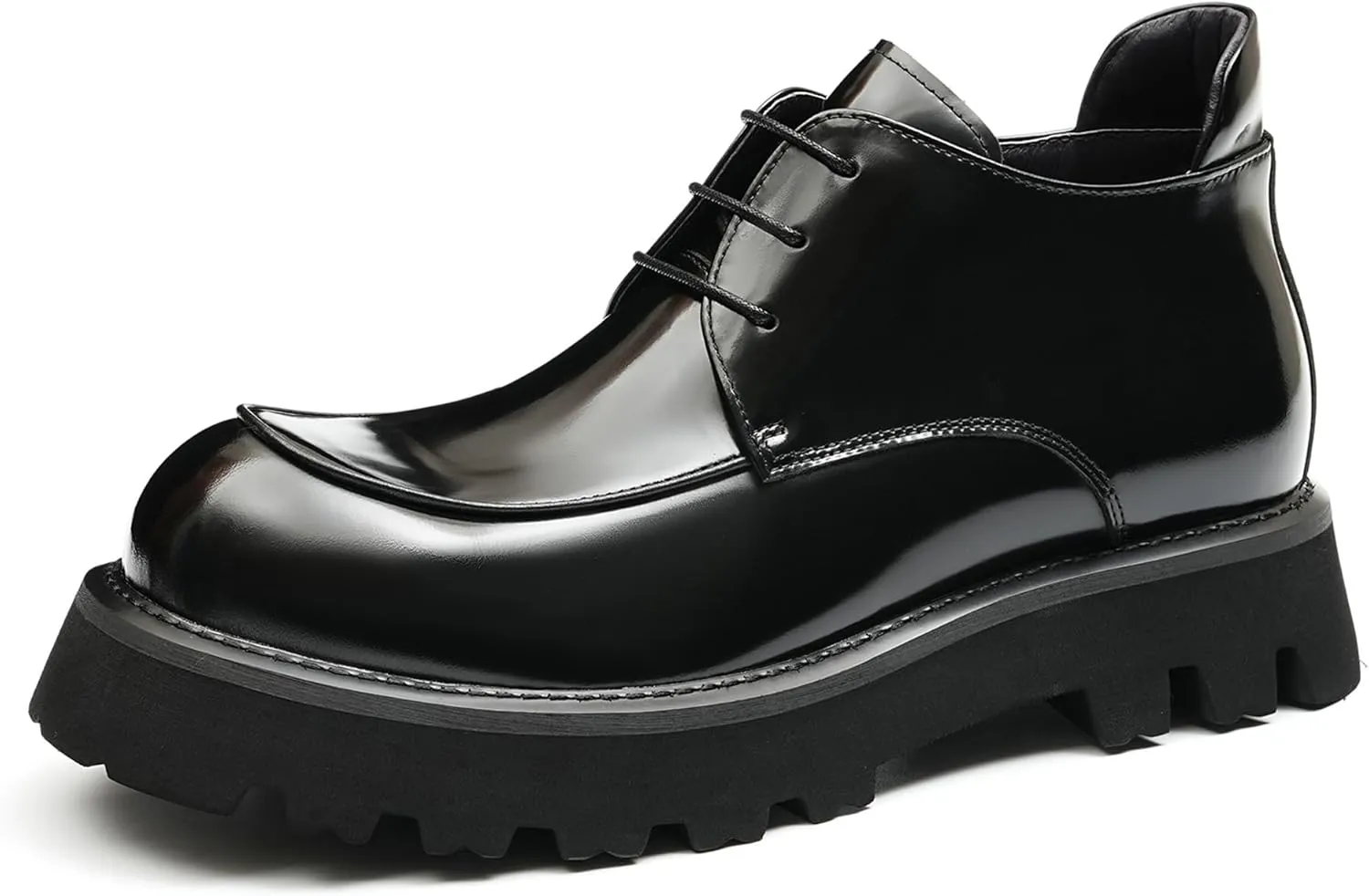 Santimon Mens Oxfords Boots Formal Dress Ankle Low Top Boots Fashion Patent Leather Thick-Soled Chelsea Boots Prom Wedding Tuxedo Business Causal Lightweight Chukka Boots for Men