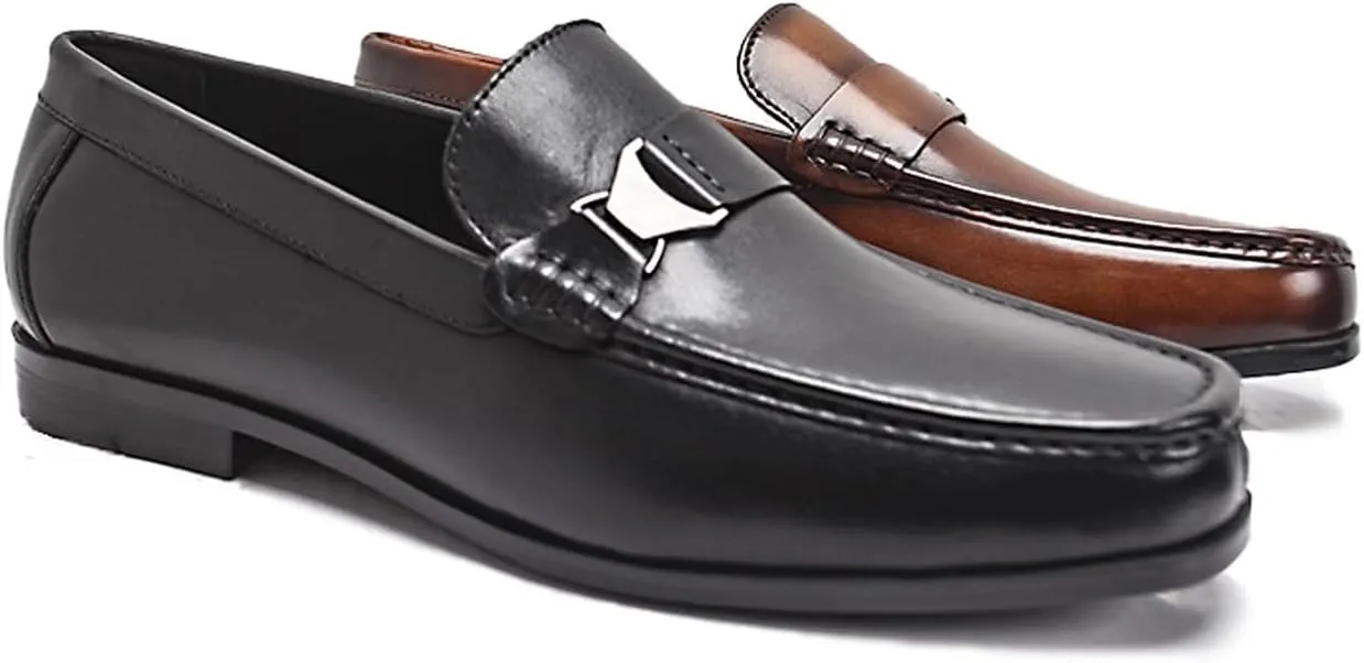 Santimon Men’s Slip-On Casual Shoes - Luxury Genuine Leather Penny Loafers - Dress Business Comfort Mocasines for Office & Wedding