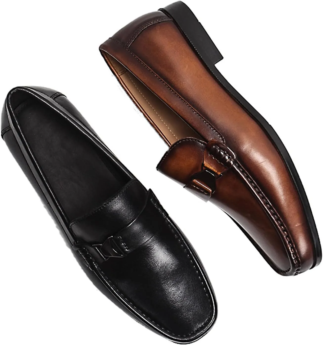 Santimon Men’s Slip-On Casual Shoes - Luxury Genuine Leather Penny Loafers - Dress Business Comfort Mocasines for Office & Wedding