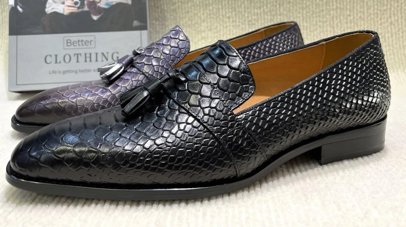 Santimon Men’s Slip On Dress Casual Shoes – Comfort Luxury Leather Tassel Loafers for Business, Office, Party & Wedding