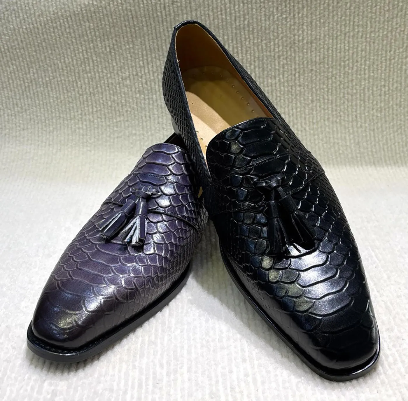 Santimon Men’s Slip On Dress Casual Shoes – Comfort Luxury Leather Tassel Loafers for Business, Office, Party & Wedding