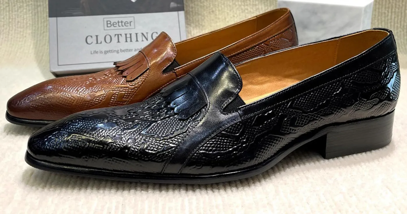 Santimon Men’s Slip On Shoes Dress Casual Penny Loafers – Comfort Luxury Leather Mocasines for Business, Office, Party & Wedding
