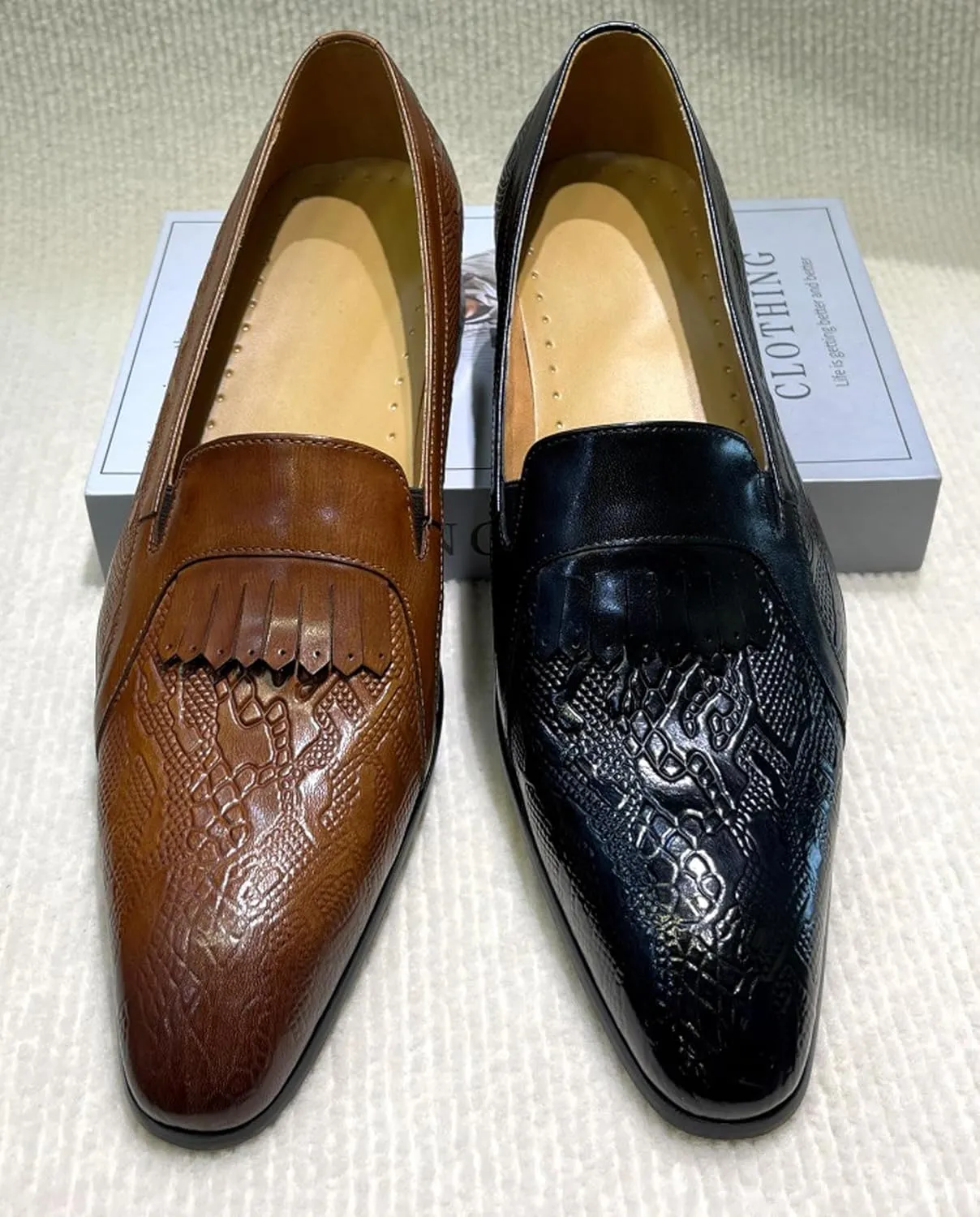 Santimon Men’s Slip On Shoes Dress Casual Penny Loafers – Comfort Luxury Leather Mocasines for Business, Office, Party & Wedding