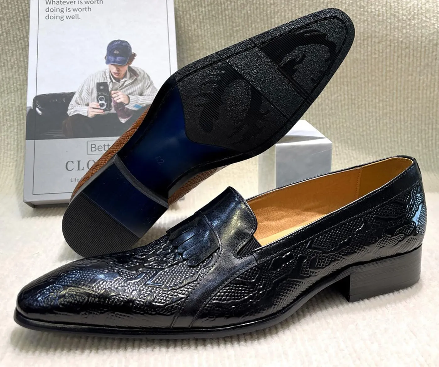 Santimon Men’s Slip On Shoes Dress Casual Penny Loafers – Comfort Luxury Leather Mocasines for Business, Office, Party & Wedding
