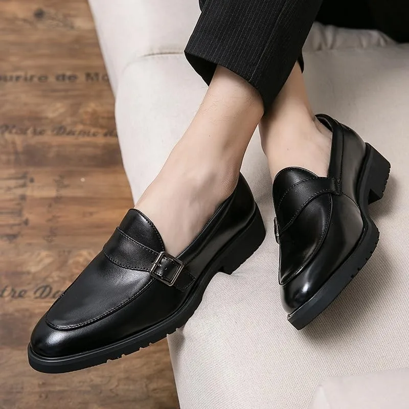 Santimon Mens Tuxedo Loafers Dress Shoes Monk Strap Classic Moccasins Modern Formal Suede Leather Shoe for Men